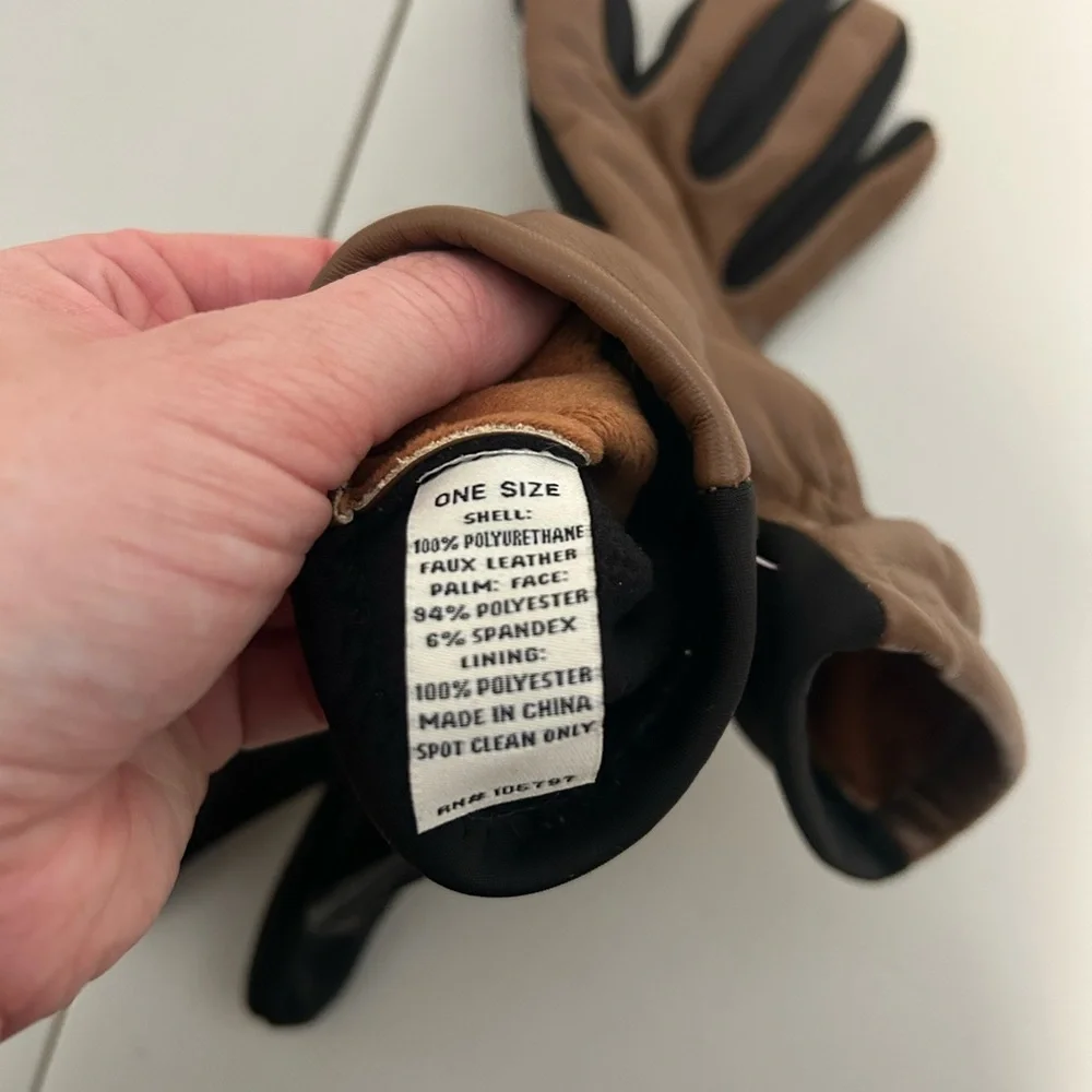Anne Klein Faux Leather Gloves Brown Black